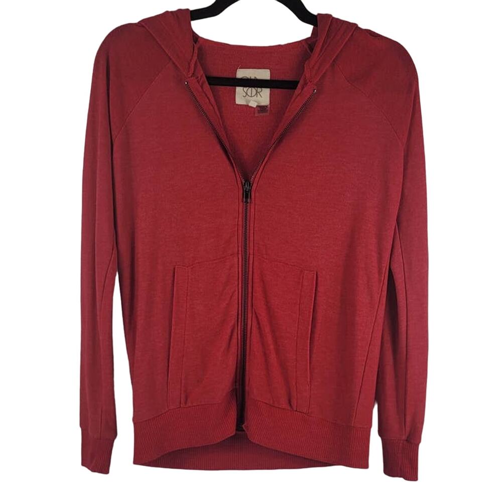 Chaser Red Hooded Full Zip Front Pocket Lightweight Women's Jacket XS